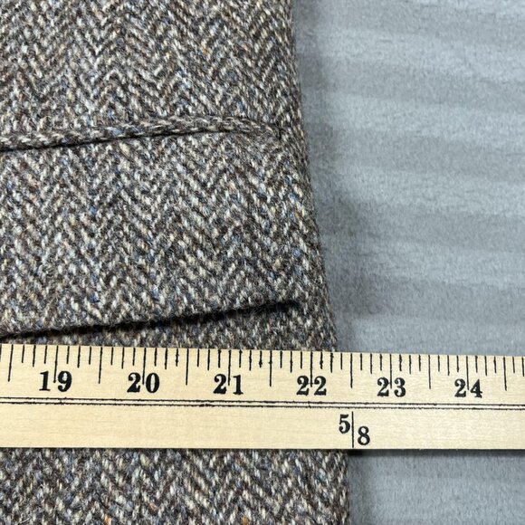 Harris Tweed Blazer Mens 44 Short Brown Herringbone Wool Hand Woven Scotland - Picture 9 of 16